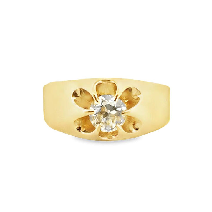 0.85 CT Old European Cut Diamond 14K Yellow Gold Ring