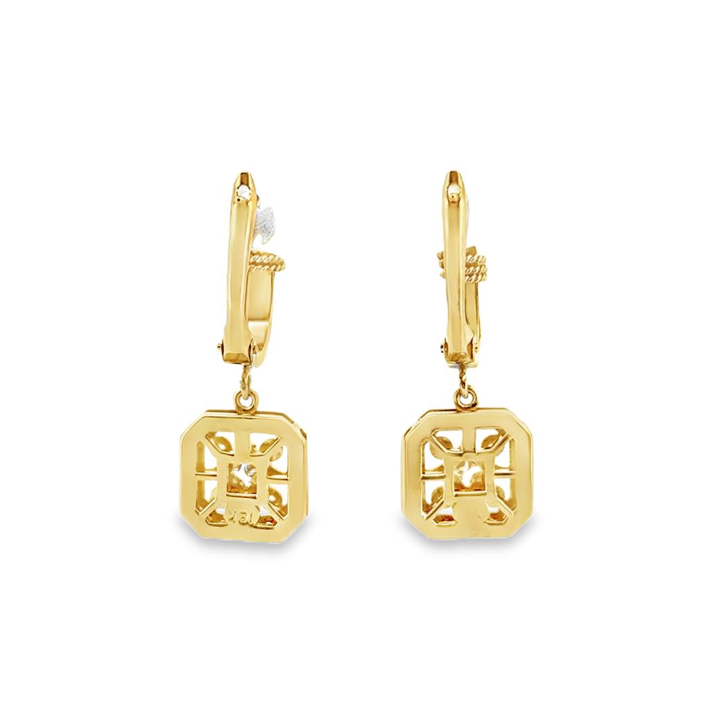 0.64 CTW Diamond Geometric Drop Earrings in 18K Yellow Gold – 1" Long