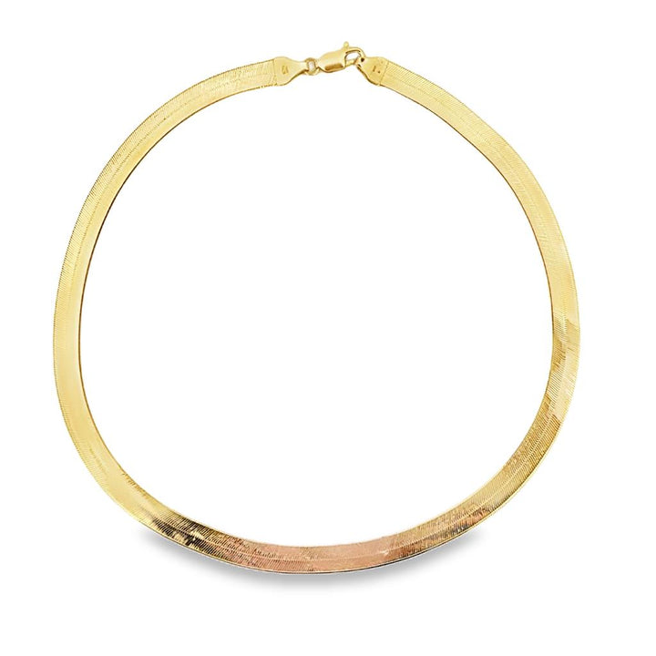 14K Yellow Gold Herringbone Chain, 16" Long, 7mm Wide