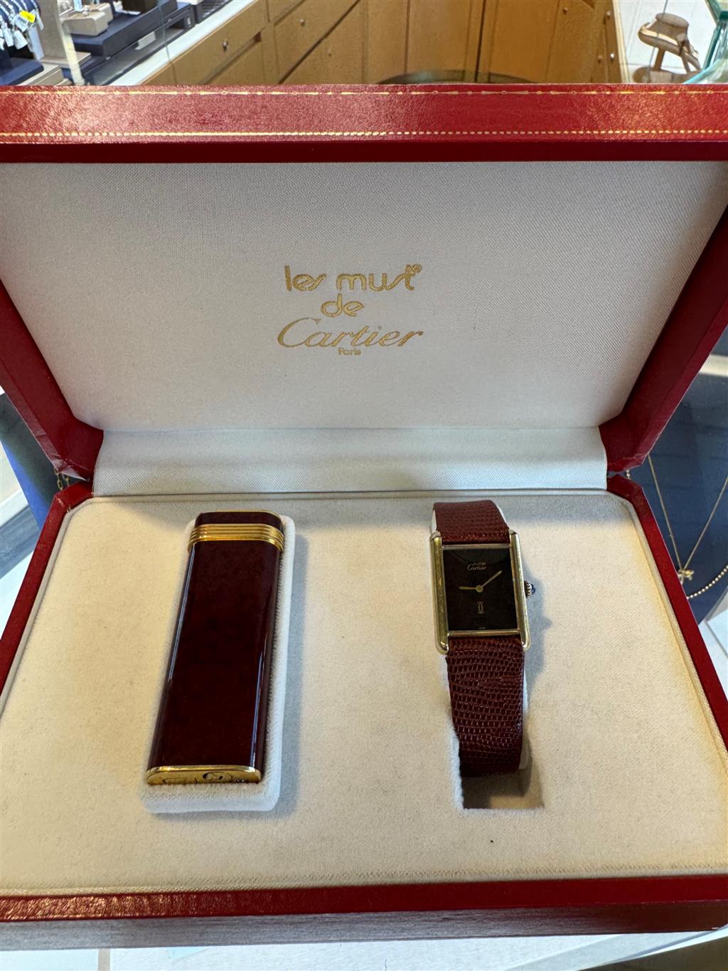 Les Must de Cartier Watch with Original Box and Matching Lighter