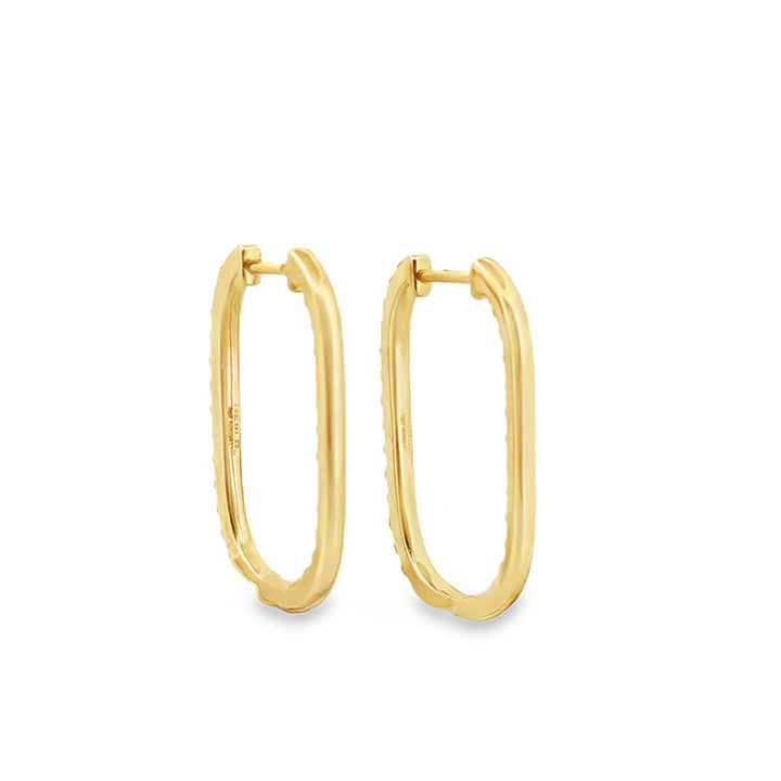 1.23 CT Round Brilliant Diamond Paperclip Style Inside Out Hoop Earrings in 14K Yellow Gold