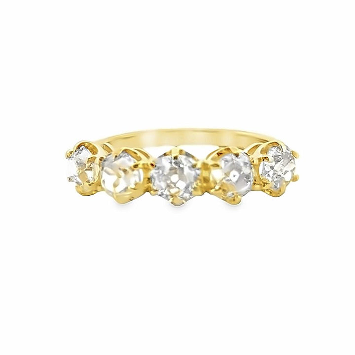 2.32 CT Old Mine Cut Diamond Ring 18K Yellow Gold