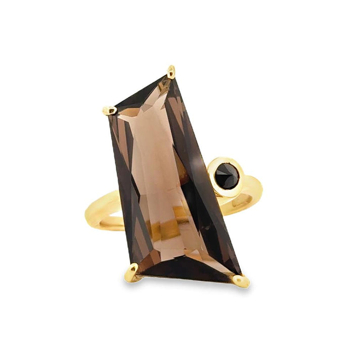 Smoky Quartz Cocktail Ring in 14K Yellow Gold