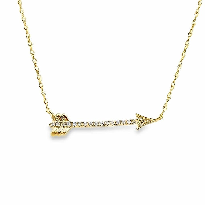 14K Yellow Gold Diamond Arrow Necklace with 0.09 CTW Diamonds