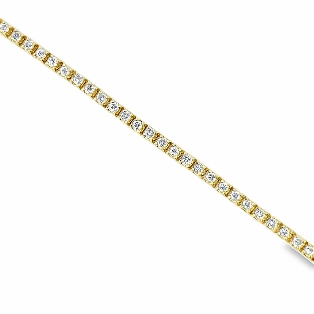 2.20 CTW Round Diamond 14K Yellow Gold Tennis Bracelet