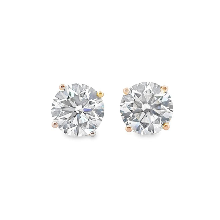 5.04 CTW Diamond Stud Earrings, 4-Prong Martini Setting in 18K Yellow Gold, M Color, VS1 Clarity