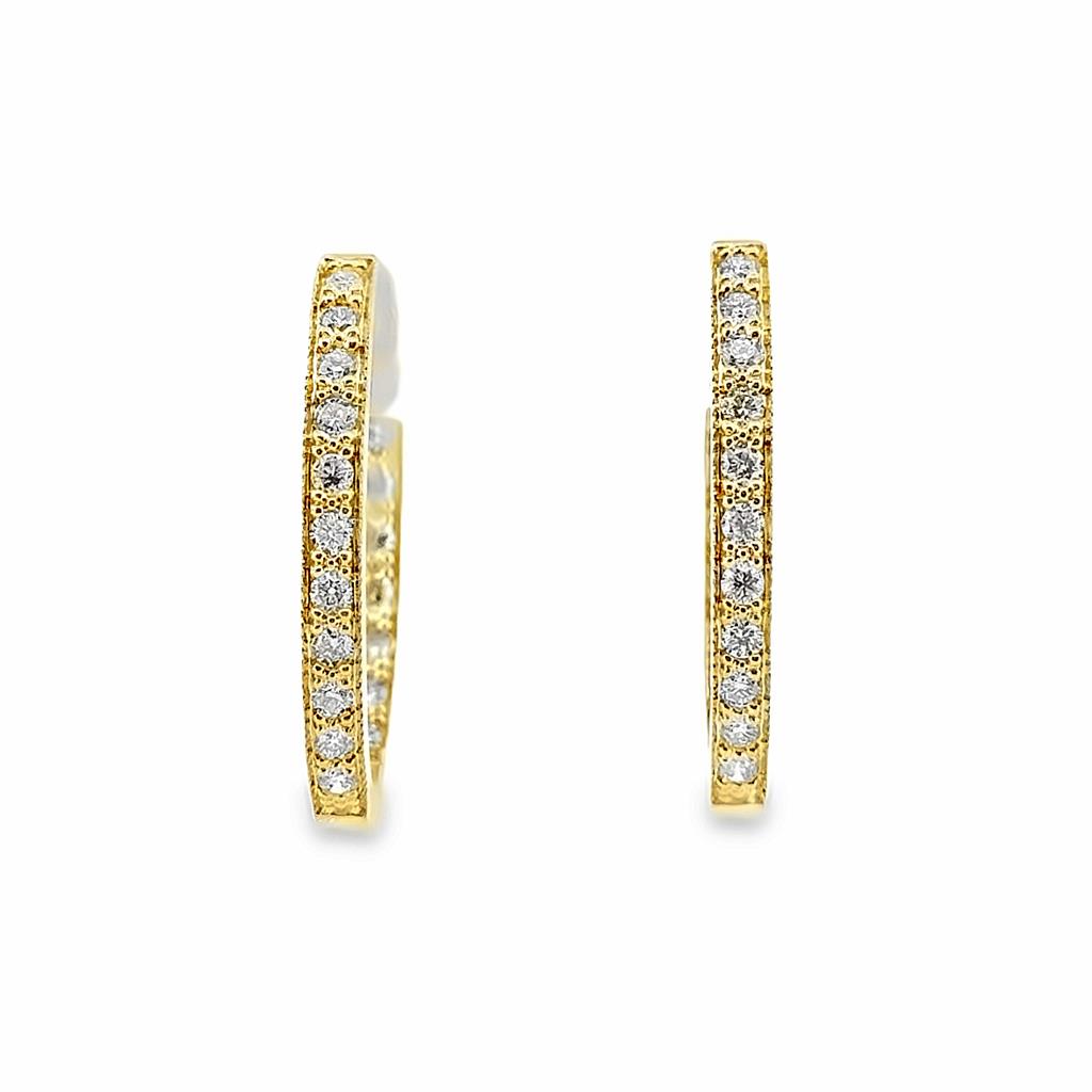 0.92 CT Diamond Inside Out Hoops in 14K Yellow Gold