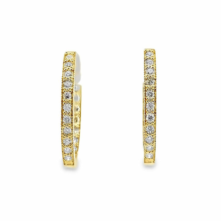 0.92 CT Diamond Inside Out Hoops in 14K Yellow Gold