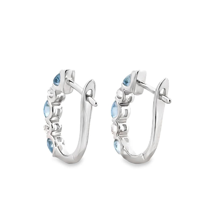 0.39 CTW Diamond and Oval Aquamarine 14K White Gold Earrings