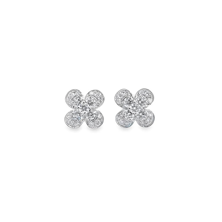 1.20 CTW Diamond Platinum Floral Stud Earrings – 7.5mm