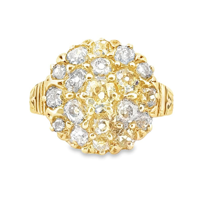 Victorian 1.50 CTW Diamond 18K Yellow Gold Cluster Ring