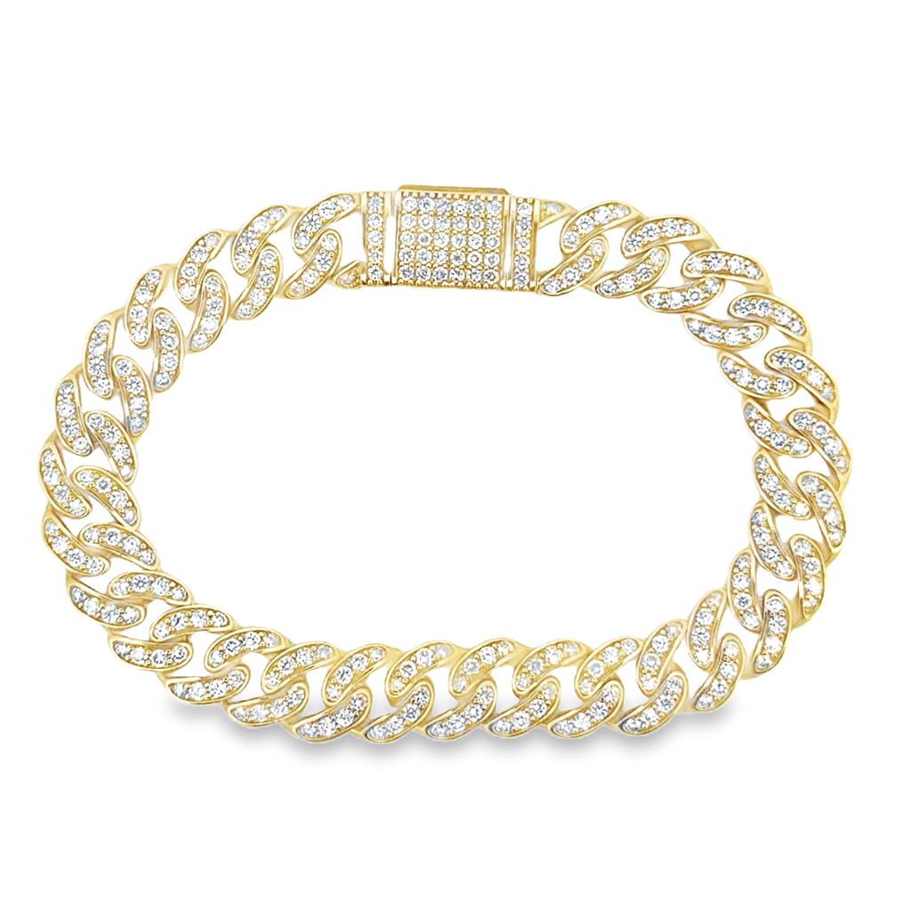 4.16 CTW Diamond 14K Yellow Gold Curb Link Bracelet