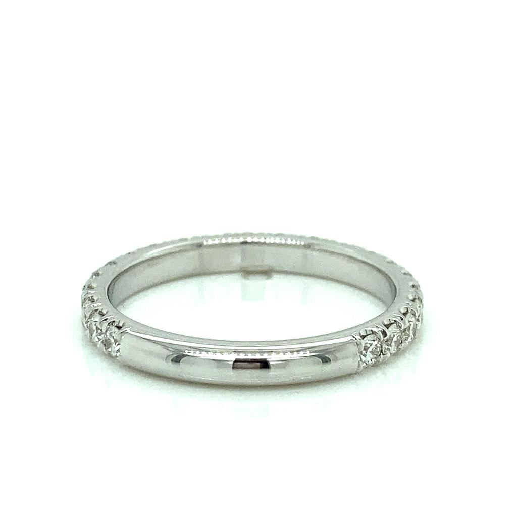 0.75 CTW Round Diamonds 18K White Gold Wedding Band