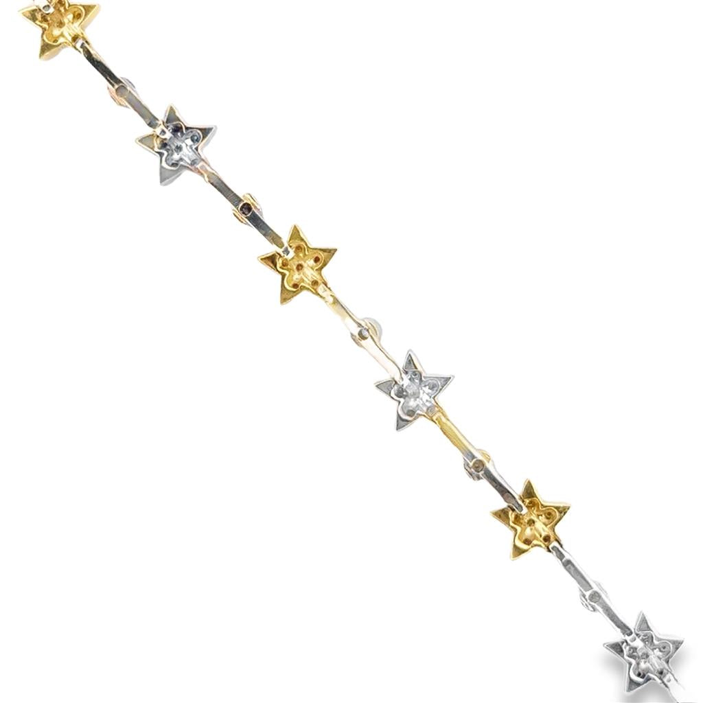 Two-Tone 18K Bracelet with Stars and 0.79 CTW White & Fancy Yellow Diamonds