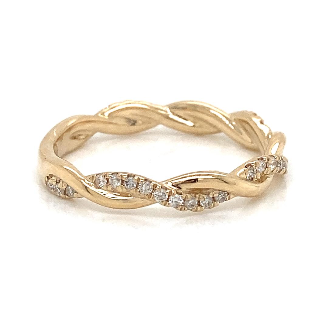 0.22 CTW Round Brilliant Diamond 14K Yellow Gold Twist Design Ring