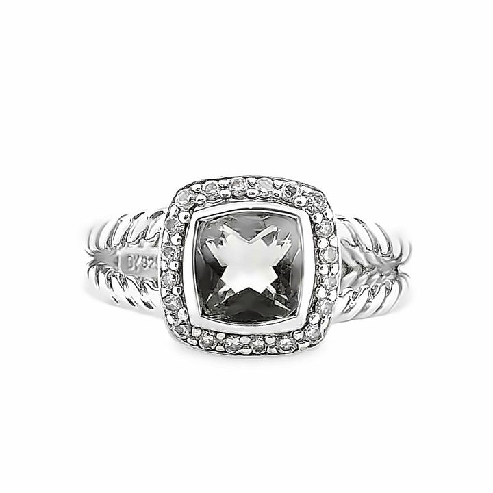 David Yurman Petite Albion Ring with Prasiolite and Diamonds in Sterling Silver