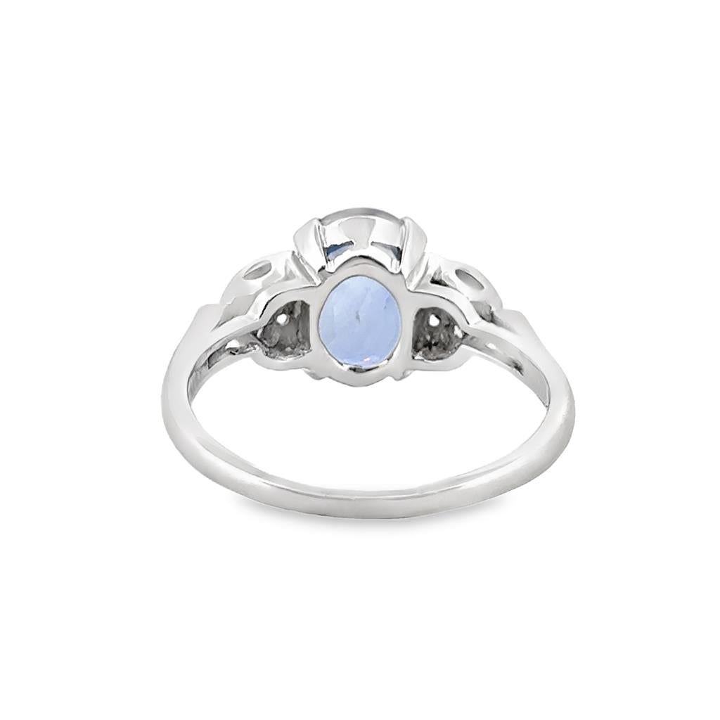 3.22 CT Unheated Burma Sapphire & Diamond Ring in 14K White Gold