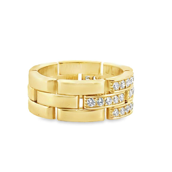 Cartier Pave Diamond Wide Band in 18K Yellow Gold