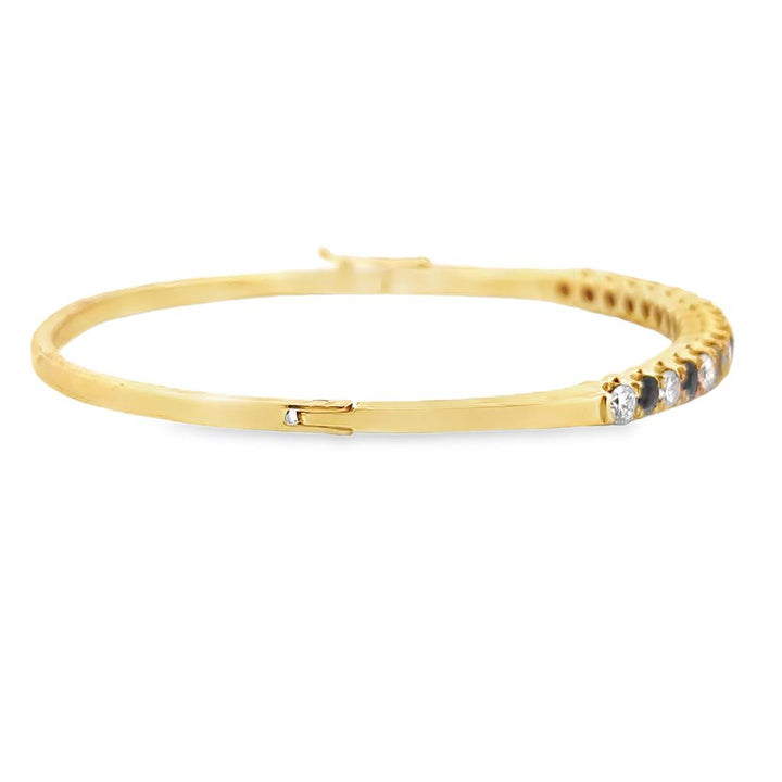 1.00 CTW Diamond and 0.92 CTW Sapphire Bangle Bracelet, 18K Yellow Gold