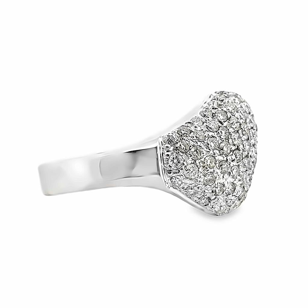 1.30 CTW Round Brilliant Diamond Dome Ring in 18K White Gold