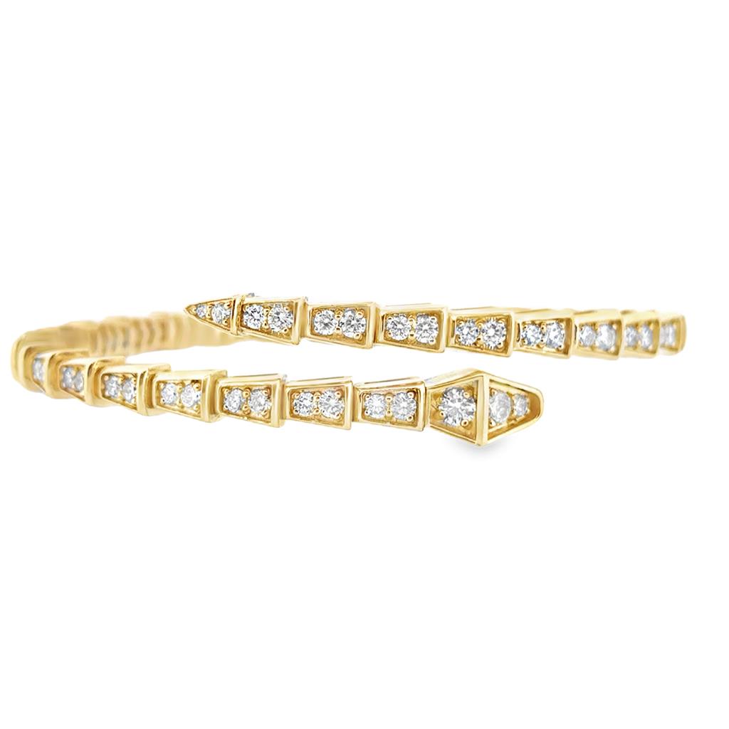 3.85 CTW Diamond Snake Motif Flexible Bracelet in 14K Yellow Gold