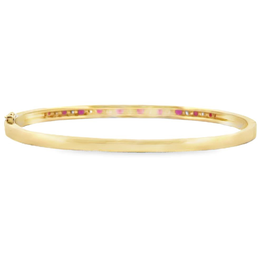 1.19 CTW Ruby and 0.73 CTW Diamond Bangle Bracelet in 14K Yellow Gold