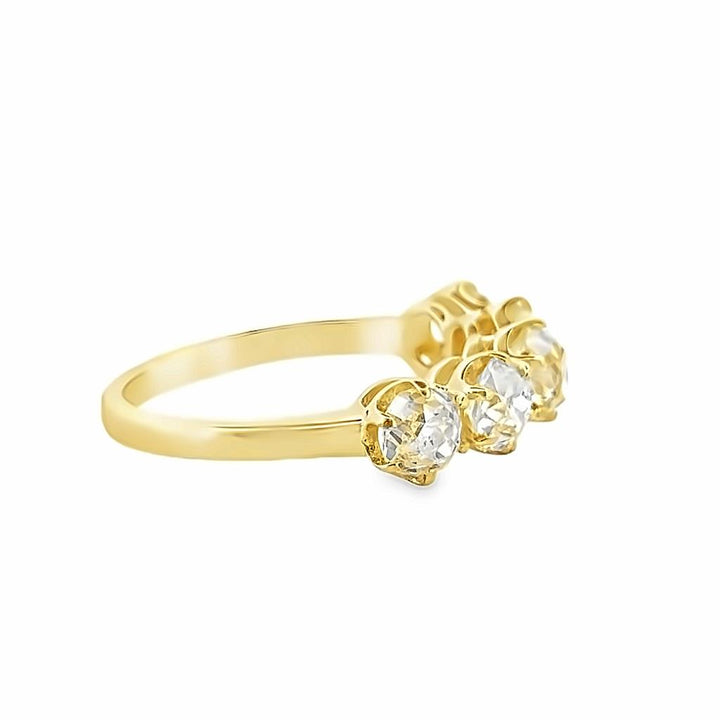 2.45 CT Old Mine Cut Diamond Ring 18K Yellow Gold