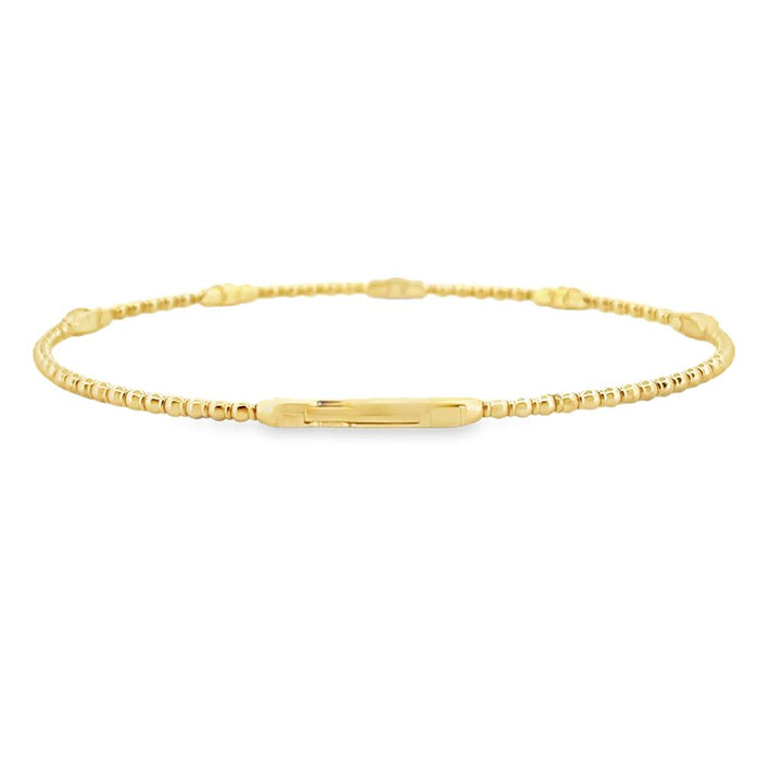 0.35 CTW Diamond Beaded Gold Flexible Bangle Bracelet