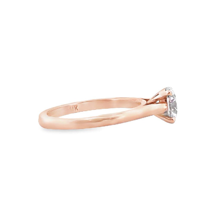 Classic Four Prong Semi-Mount Solitaire Diamond 18K Rose Gold Engagement Ring