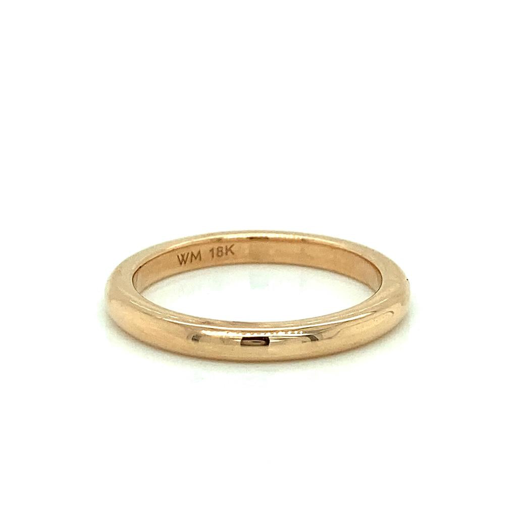 18K Rose Gold Wedding Band 2.20mm Width