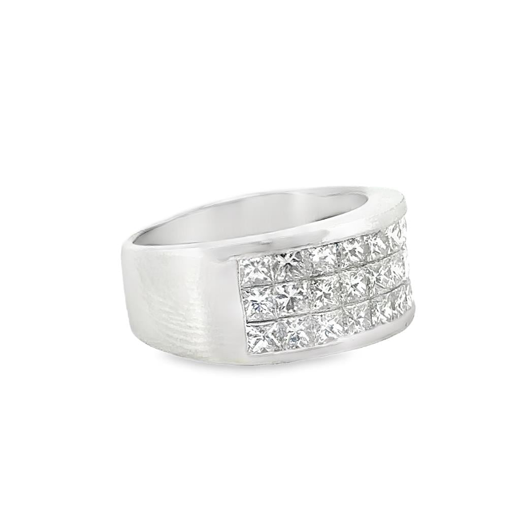 3.00 CTW Princess Cut Diamond Wide Band Platinum