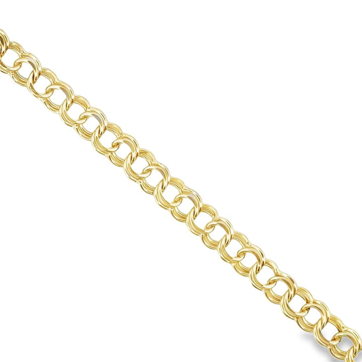 14K Yellow Gold Double Link Charm Bracelet – 5mm Wide