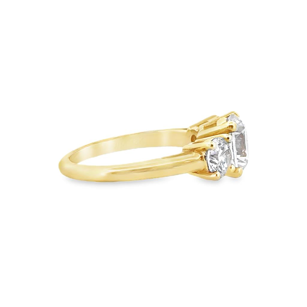 Three Stone Semi-Mount Diamond 18K Yellow Gold Engagement Ring