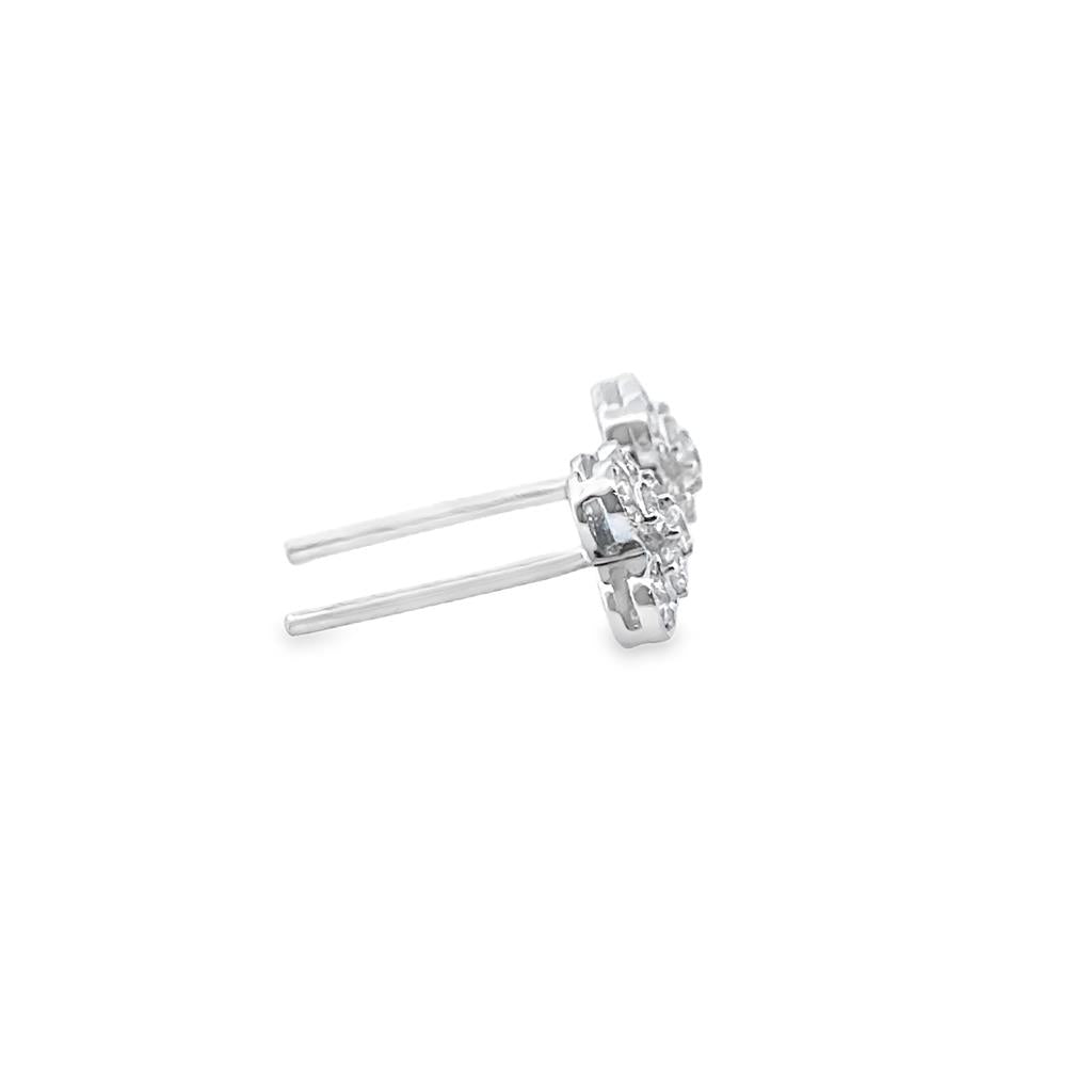 1.20 CTW Diamond Platinum Floral Stud Earrings – 7.5mm