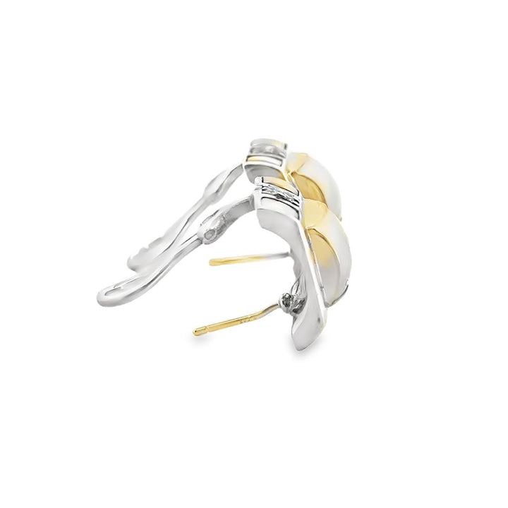 0.24 CTW Diamond 14K Yellow Gold and Sterling Silver Earrings – Leverbacks, 15mm Wide