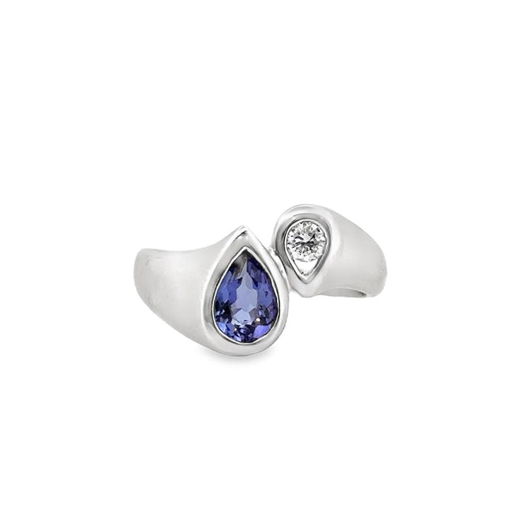 Tanzanite and Diamond Ring in 14K White Gold – Size 7 1/4