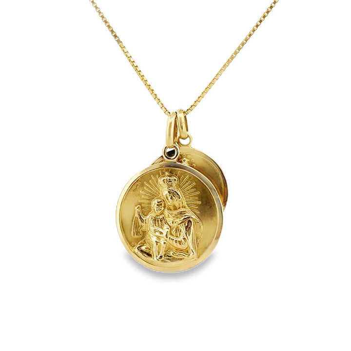 18K Yellow Gold Medallion Necklace with Virgin Mary