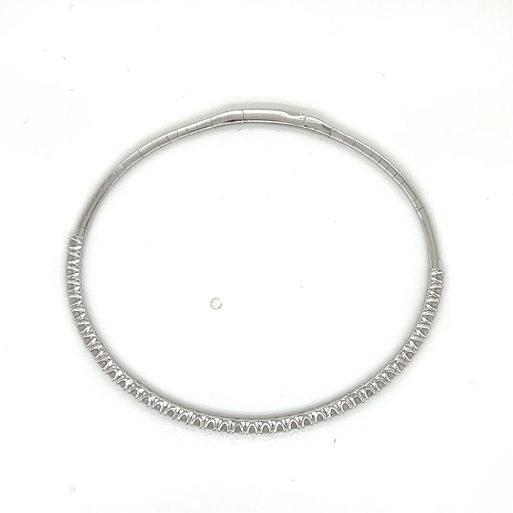 1.04 CTW Diamond Pave Bangle in 14K White Gold Bracelet