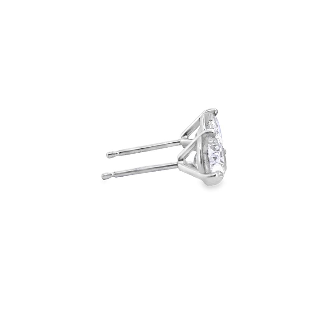 1.50 CTW Diamond Stud Earrings in 14K White Gold with 3-Prong Martini Set Mountings