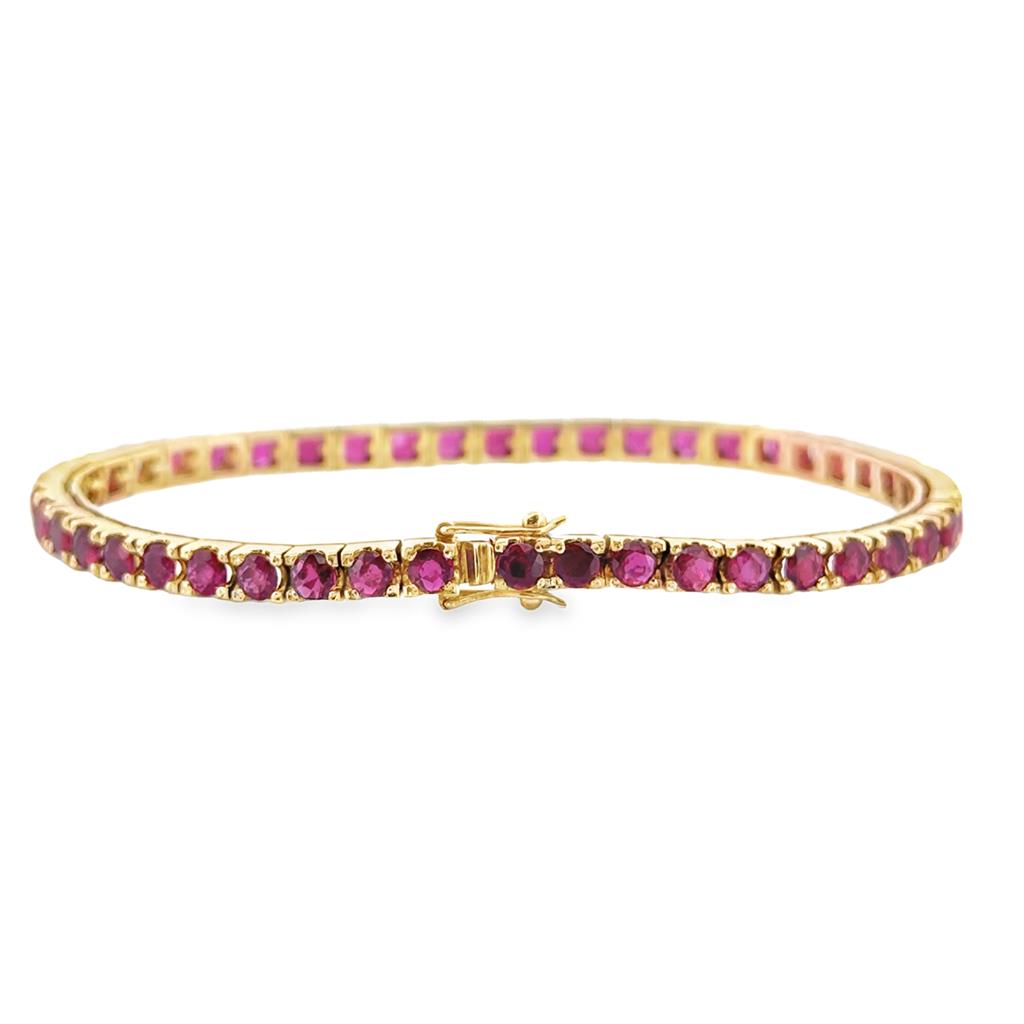 7.00 CTW Ruby Bracelet in 18K Yellow Gold