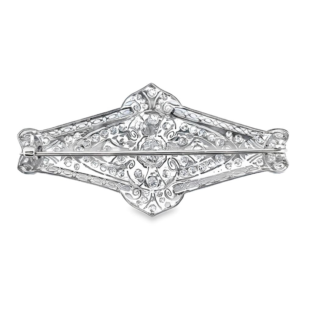 Vintage Platinum Art Deco Diamond Pin, 2.5" Long