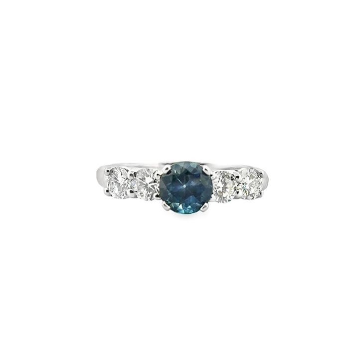 1.00 CT Round Sapphire and 0.80 CTW Diamond Platinum Ring