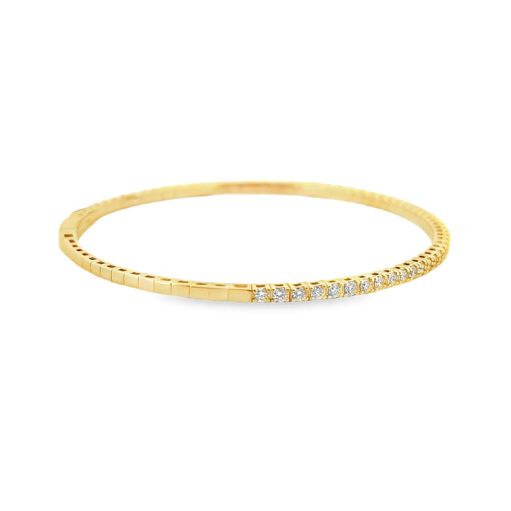 0.92 CTW Flexible Diamond Bangle Bracelet, 14K Yellow Gold