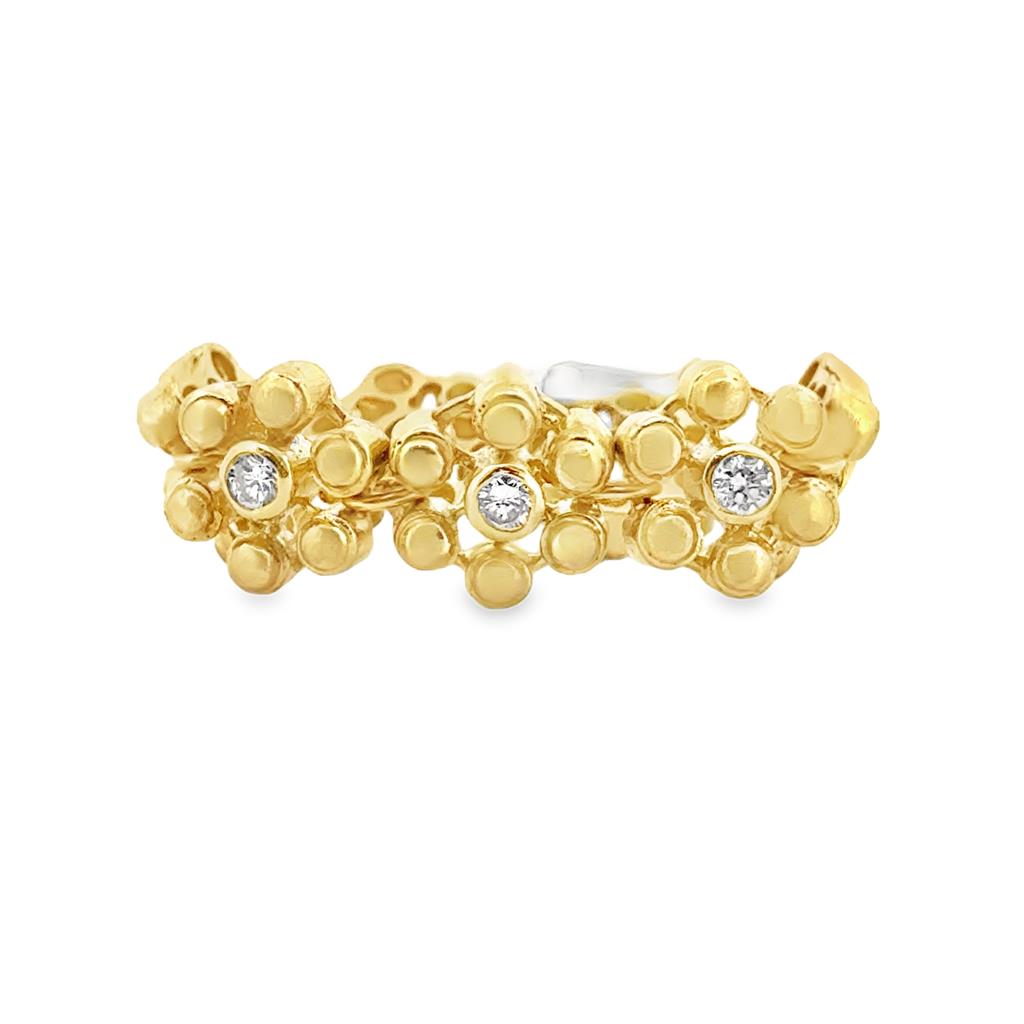 Sal Praschnik 0.38 CTW Round Diamonds 18K Yellow Gold Floral Ring