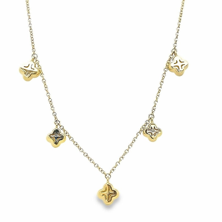 0.38 CTW Round Brilliant Diamond 14K Yellow Gold Clover Design Necklace