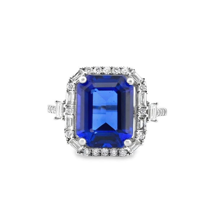 4.57 CT Violet Tanzanite Ring with Diamond Setting – 14K White Gold -GIA