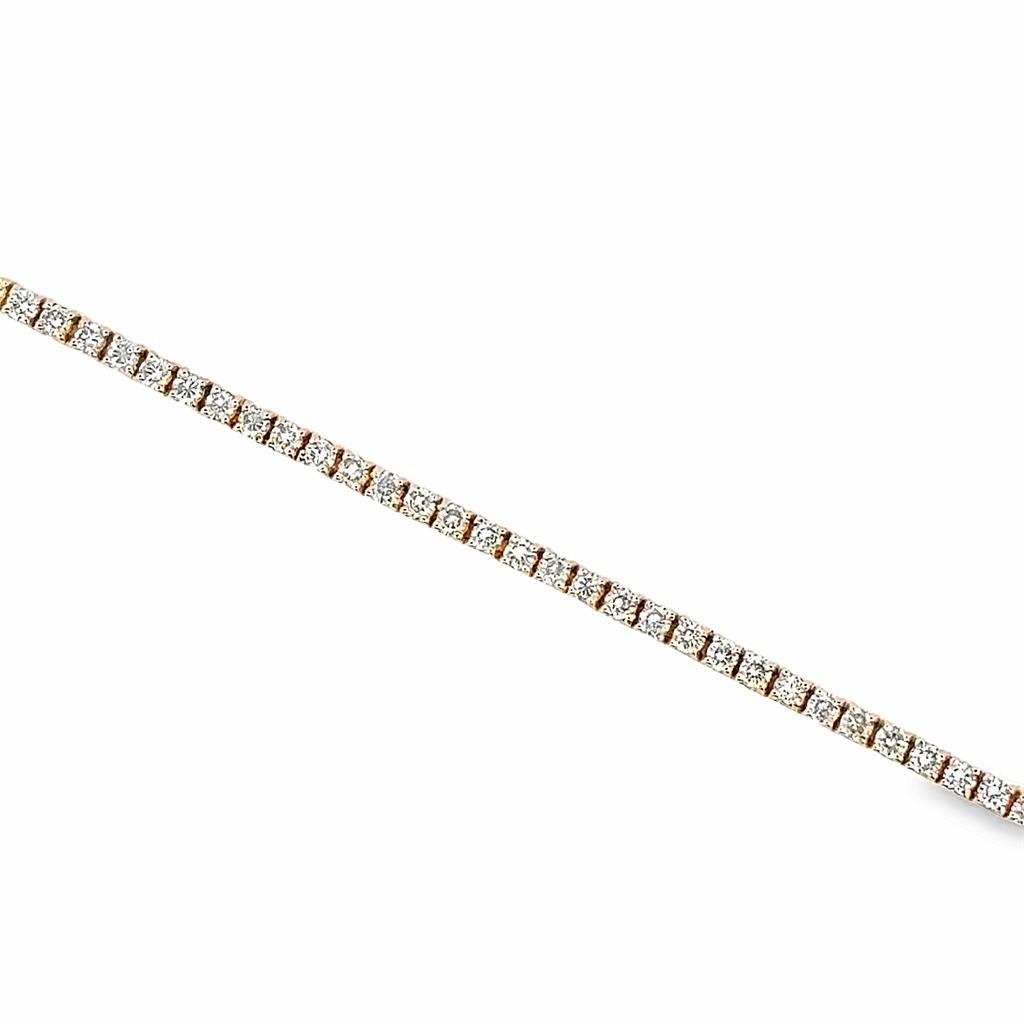 2.18 CTW Round Brilliant Diamond 14K Rose Gold Tennis Bracelet