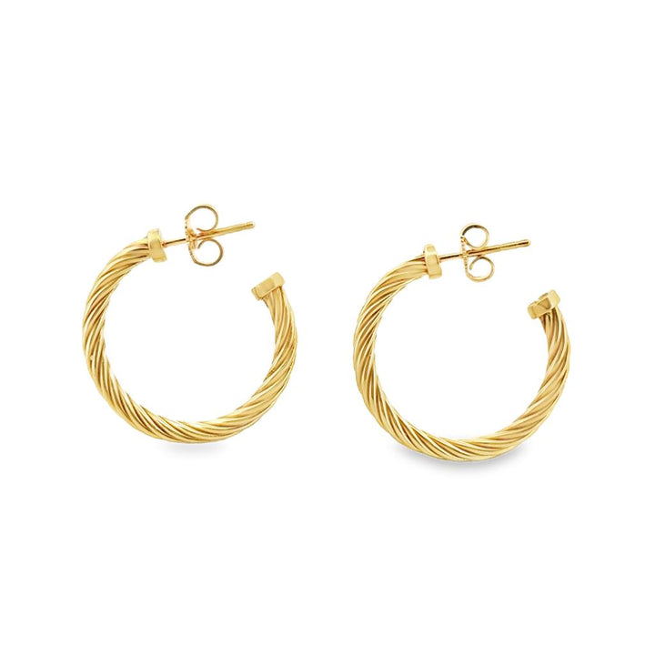 David Yurman Twisted Cable 18K Yellow Gold Hoop Earrings