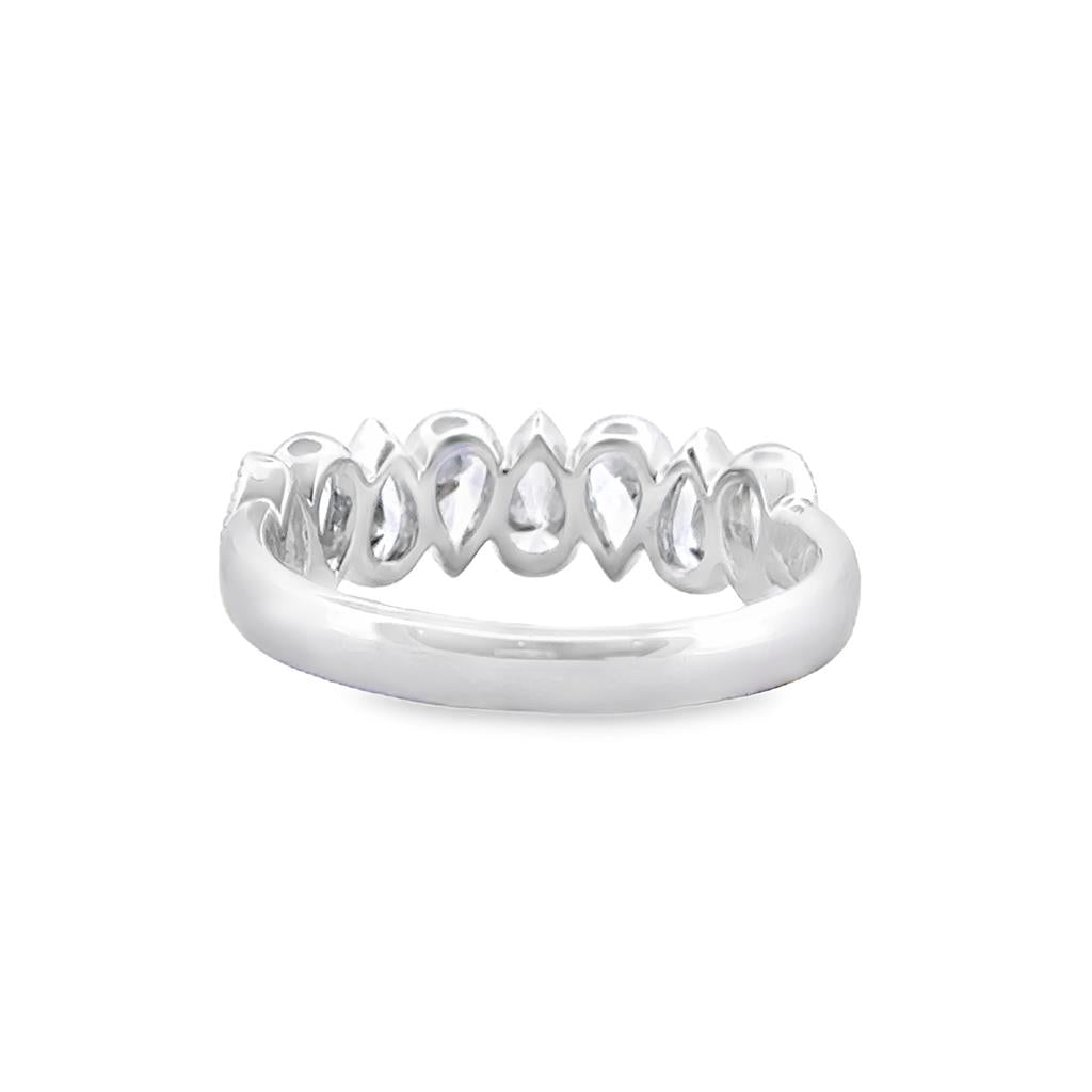 1.14 CTW Pear-Shaped Diamond Milgrain Band in 14K White Gold, 5mm Wide, Size 6.5