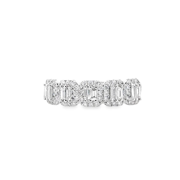 0.67 CTW Round and Baguette Diamond 14K White Gold Ring